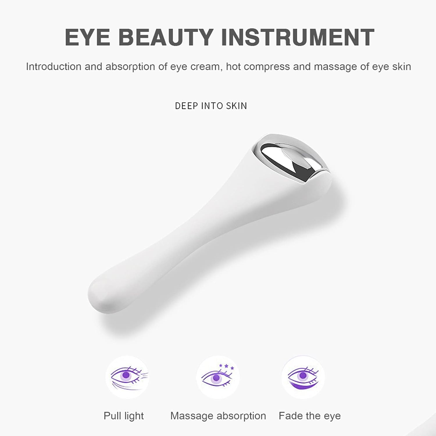 Mini Eyes Massager Eye Cool Roller for Eye Puffiness, Cold Facial Roller for Women Skin Care, Tighten Pores, Under-Eye Relief, Reduce Face Wrinkle-Finger Size(White)