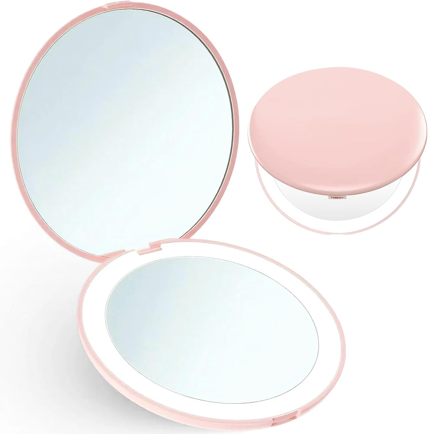 Compact Mirror – 1X/10X Magnifying Travel LED Makeup Mirror, Portable Foldable Small Pocket Mirror for Handbag Purse